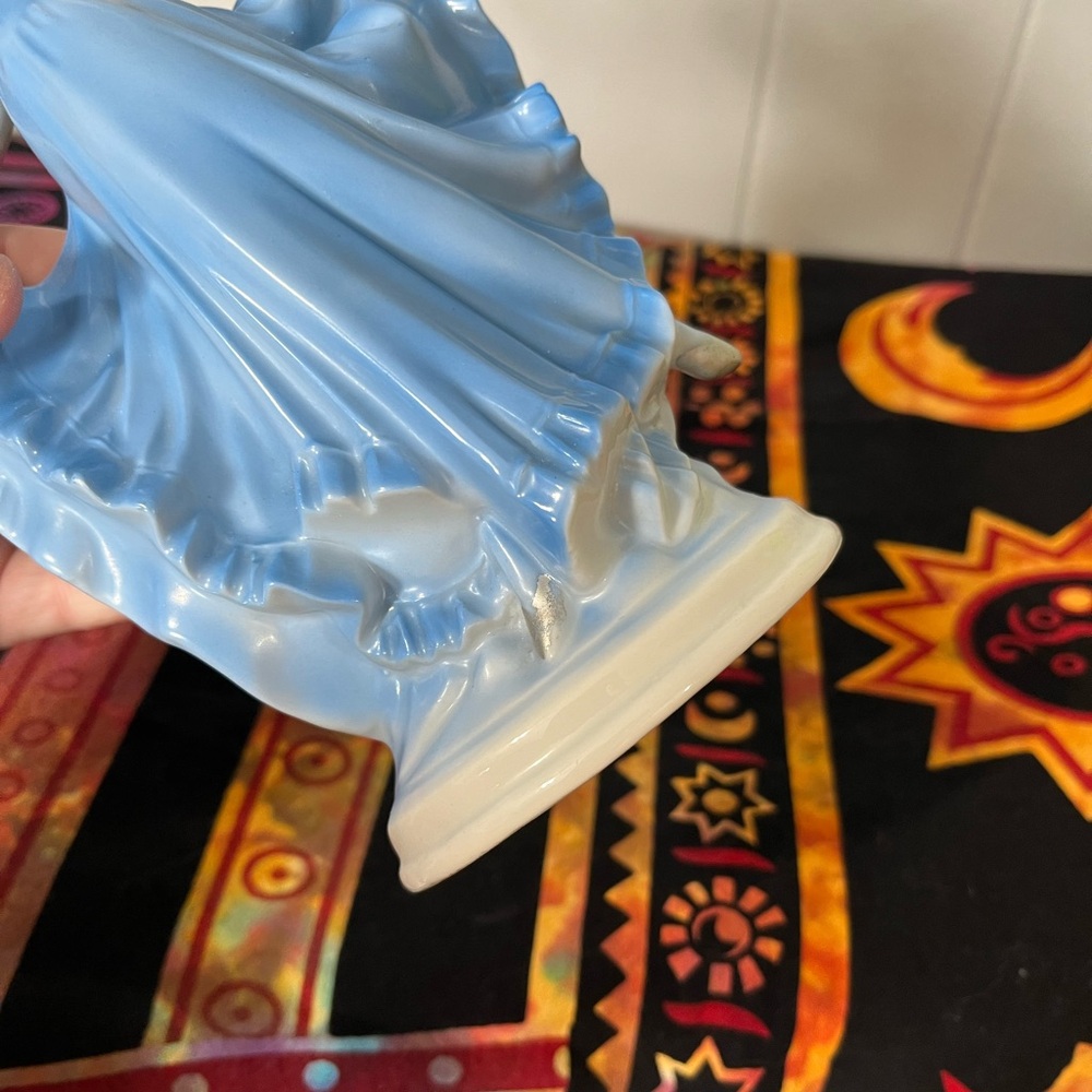 Vintage Germany Porcelain Blue Dancing Lady Woman Vase Planter - Picture 10 of 10